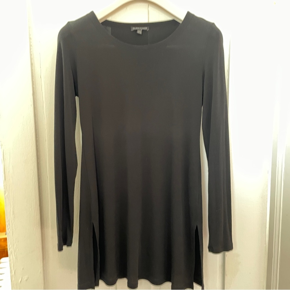Eileen Fisher Black Scoop Neck Tunic XS